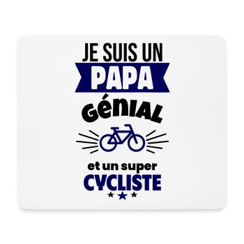 Papa génial & cycliste – idée fête des pères - Tapis de souris (format paysage) - blanc - Devant