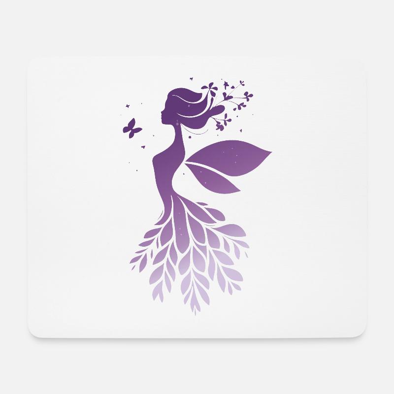 Märchen Fee Silhouette Lila Natur Design - Mousepad (Querformat) - Weiß