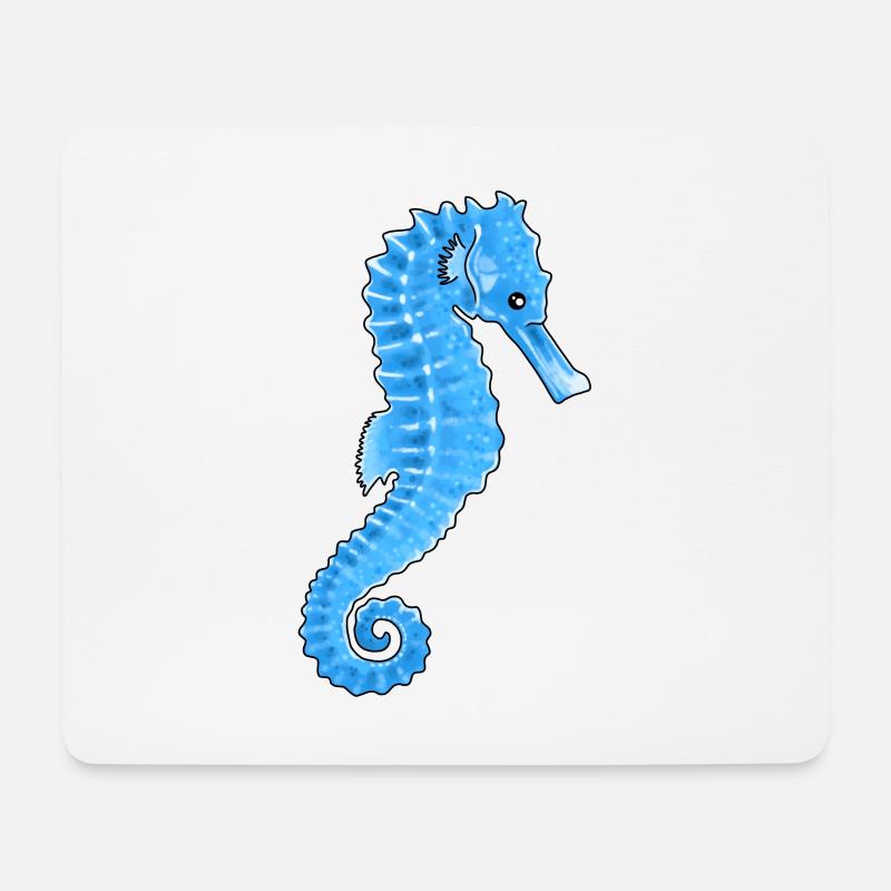 Hippocampe bleu océan mer profonde illustration - Tapis de souris (format paysage) - blanc