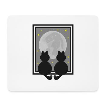 Zwei Katzen bei Nacht im Mondlicht. - Mousepad (Querformat) - Weiß - Vorne