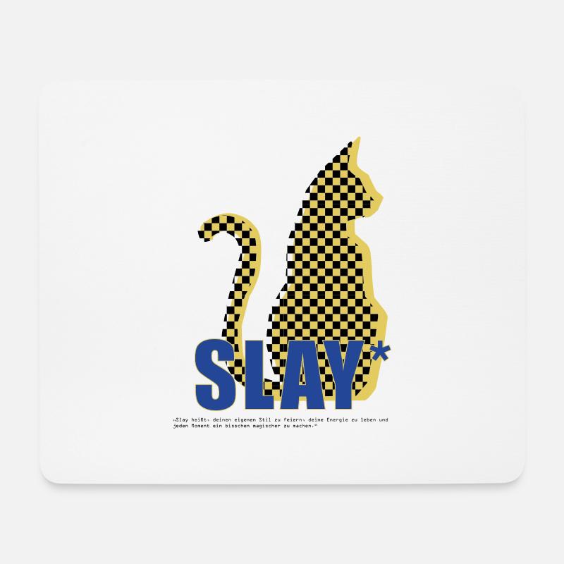 Slay Cat Checker Silhouette - Mouse Pad (horizontal) - white