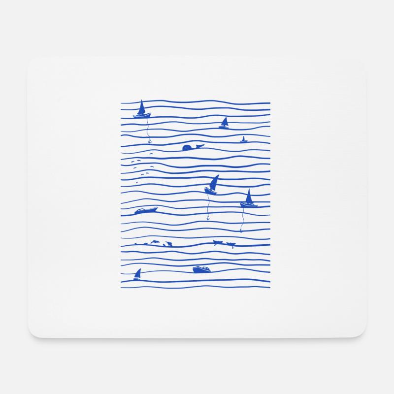 Meer und Boote - Mousepad (Querformat) - Weiß