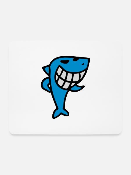 Grinsender Hai - Mousepad (Querformat) - Weiß