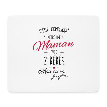maman avec 2 bébés - Tapis de souris (format paysage) - blanc - Devant