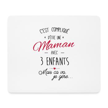 maman on 3 enfants - Tapis de souris (format paysage) - blanc - Devant
