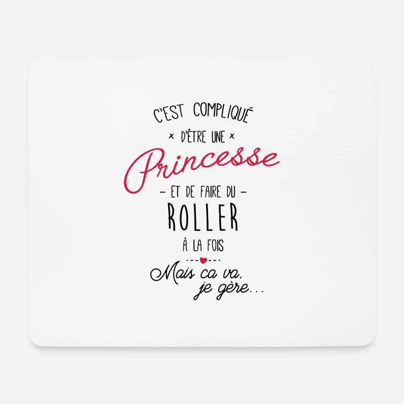princesse et Roller - Tapis de souris (format paysage) - blanc