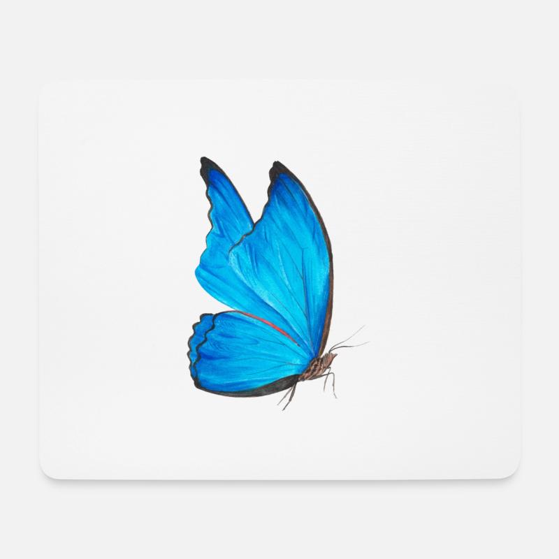 blauer Schmetterling - Mousepad (Querformat) - Weiß
