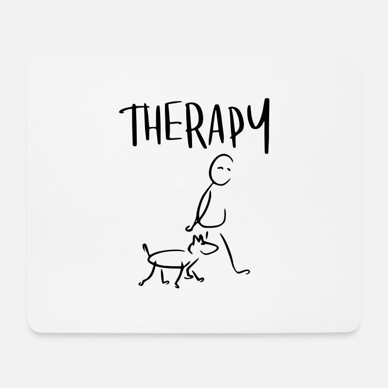 Gassi gehen Therapy - Mousepad (Querformat) - Weiß