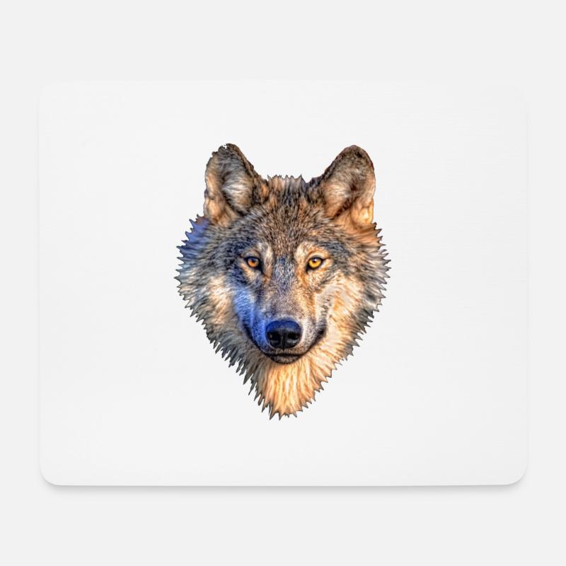 Wolf - Mousepad (Querformat) - Weiß