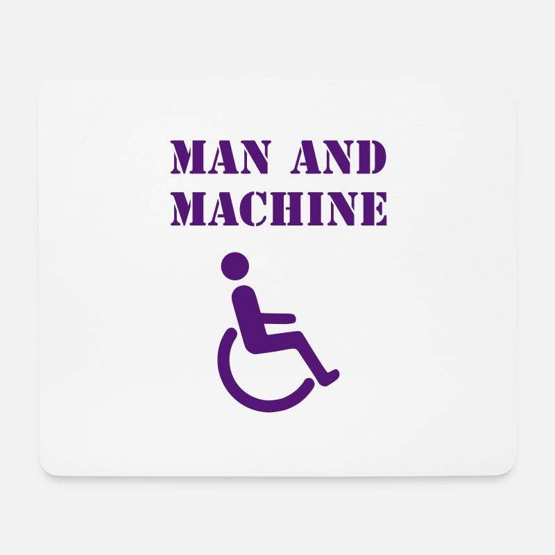 Man and Machine Rollstuhlfahrer T-Shirt - Mousepad (Querformat) - Weiß