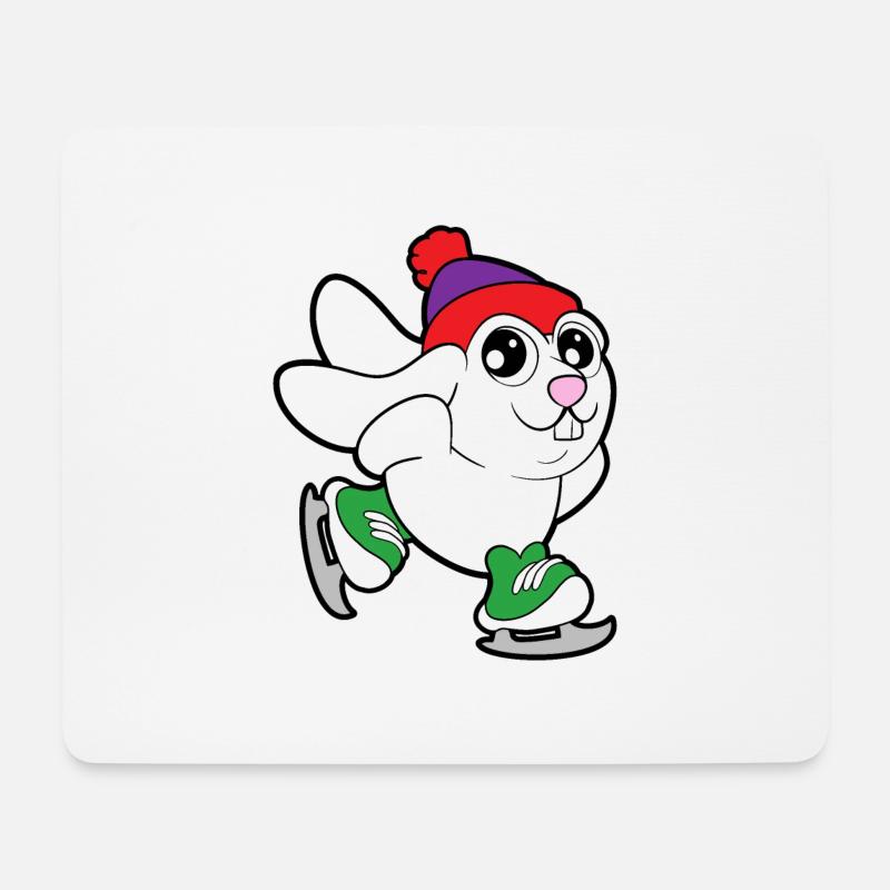 Hase Eiskunstlauf Schlittschuhe Wintersport Eis - Mousepad (Querformat) - Weiß