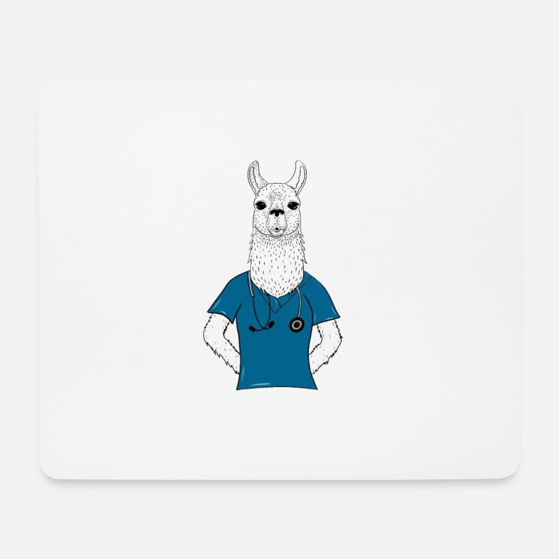 Alpaka Llama Mediziner - Mousepad (Querformat) - Weiß