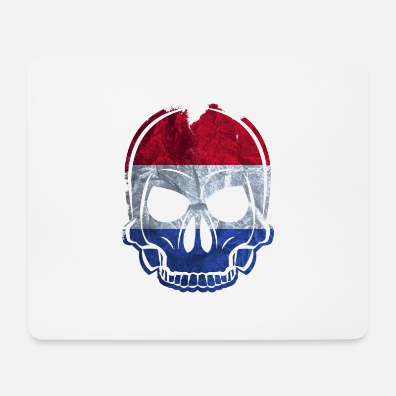 MMJ Netherlands flag skull - Mouse Pad (horizontal) - white