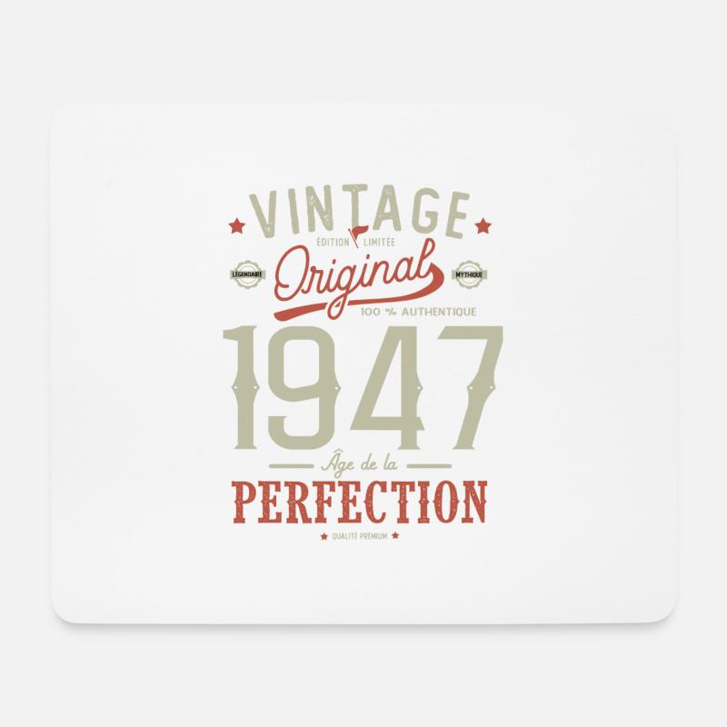 Alter der Perfektion 1947, Geburtstag 75 Jahre - Mousepad (Querformat) - Weiß
