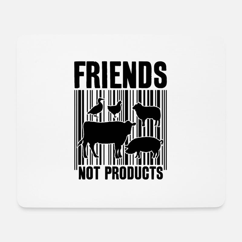 VEGAN FRIENDS NOT FOOD BARCODE - Mousepad (Querformat) - Weiß