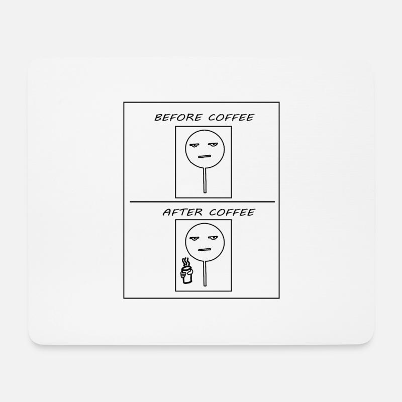 Before Coffee/ After Coffee - Mousepad (Querformat) - Weiß