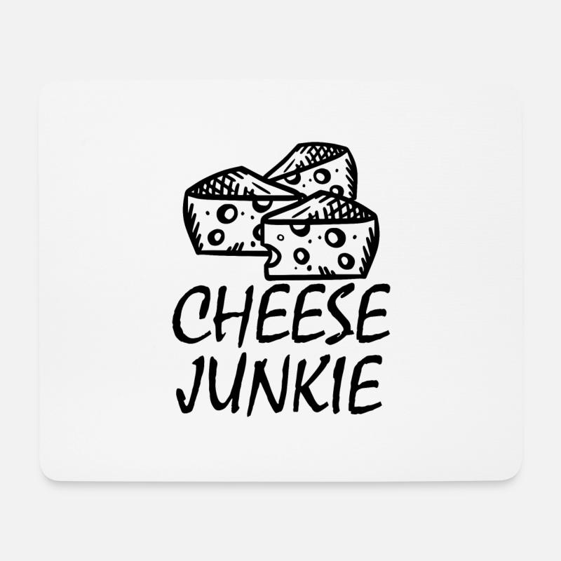 Cheese Junkie Lustiger Käse Spruch Geschenk - Mousepad (Querformat) - Weiß