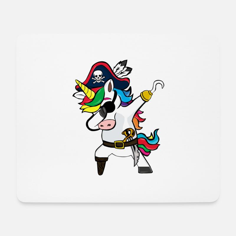 Dabbing Einhorn Piraten Geschenk - Mousepad (Querformat) - Weiß