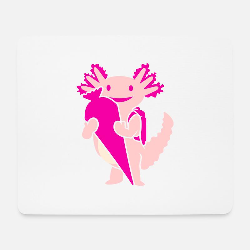 Knuffiger Erstklässler Axolotl Fragen (3c) - Mousepad (Querformat) - Weiß