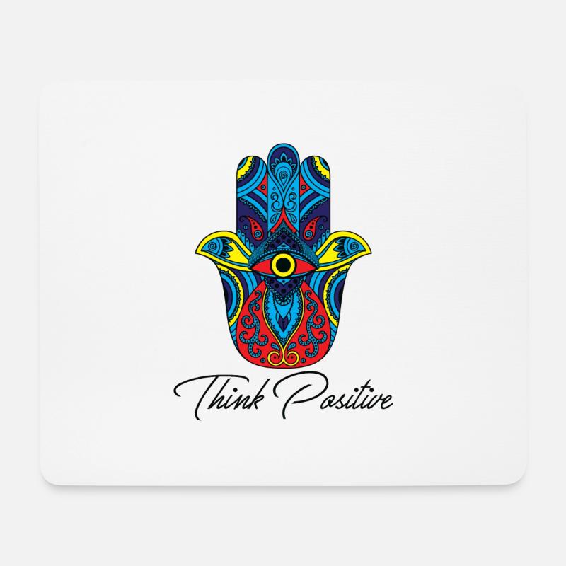 hamsa hand fatima yoga think positive Geschenk - Mousepad (Querformat) - Weiß