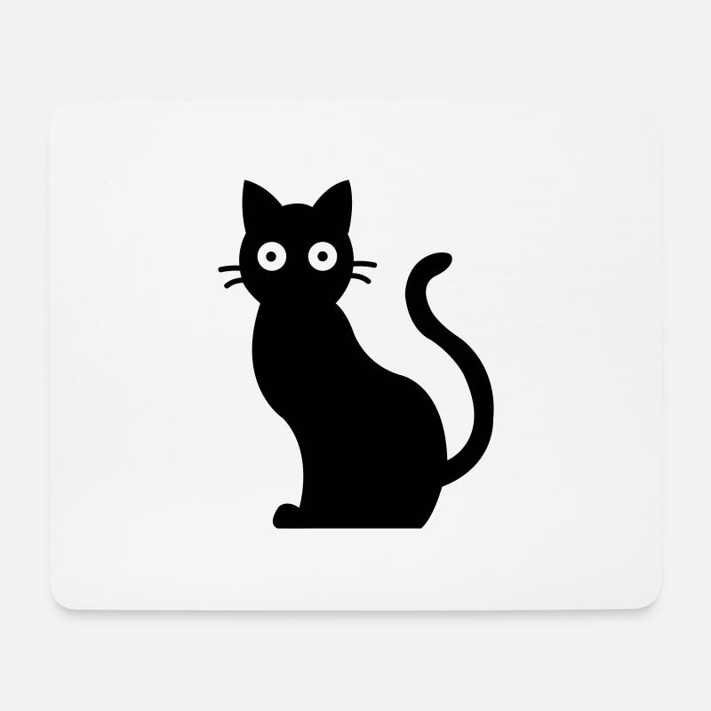 Chat Chat Noir - Tapis de souris (format paysage) - blanc