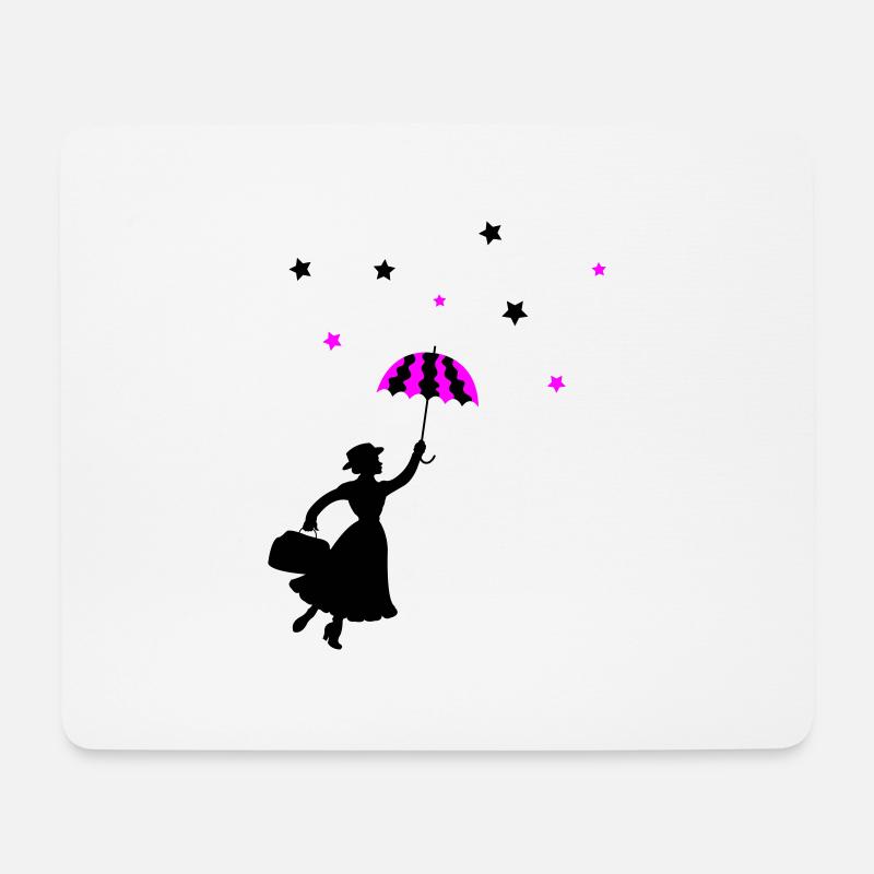 Frau Regenschirm - Mousepad (Querformat) - Weiß