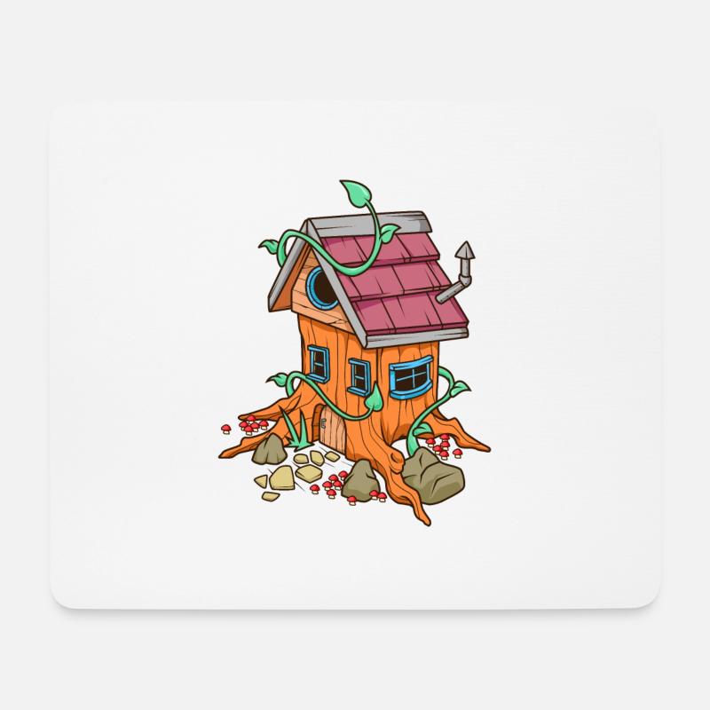 Feenhaus im Baumstumpf - Fairycore - Mousepad (Querformat) - Weiß