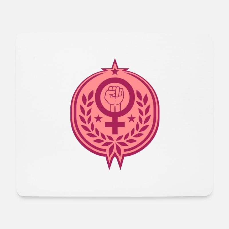 Frauenrechte Lorbeerkranz Symbol Faust - Mousepad (Querformat) - Weiß