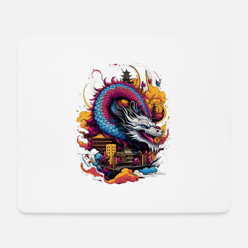 Majestätischer Drache - Herr der Lüfte - Mousepad (Querformat) - Weiß