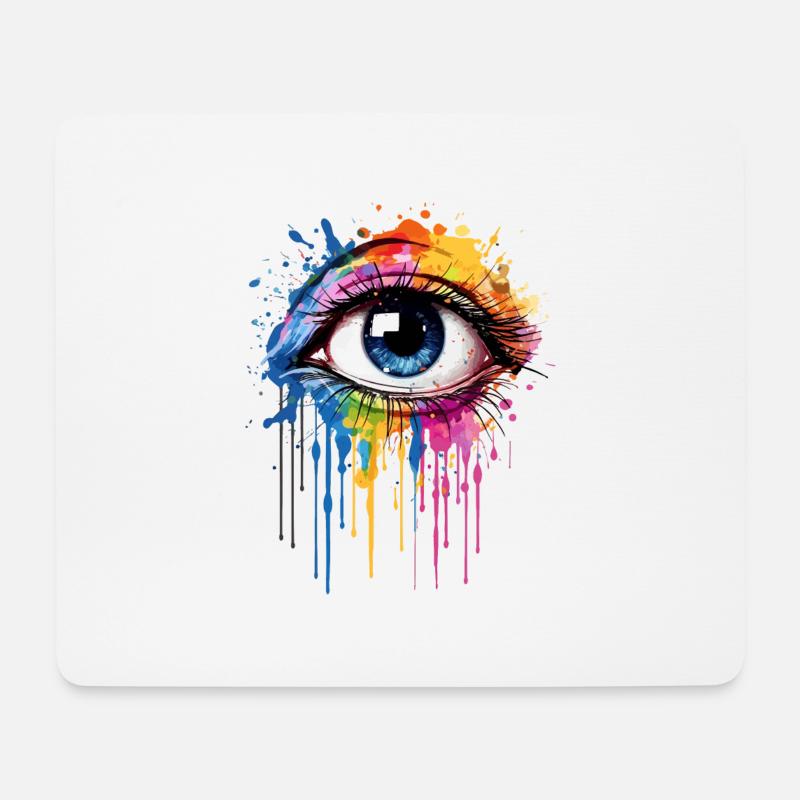 Ausdrucksstarkes Regenbogenauge - Mousepad (Querformat) - Weiß