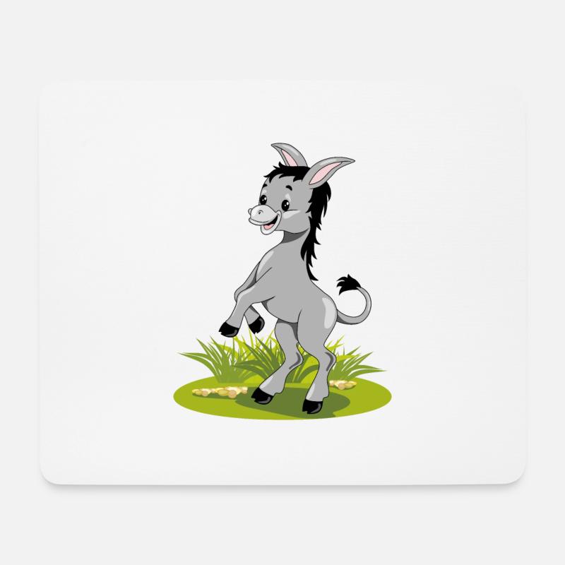 Glücklicher tanzender Esel auf dem Rasen - Mousepad (Querformat) - Weiß