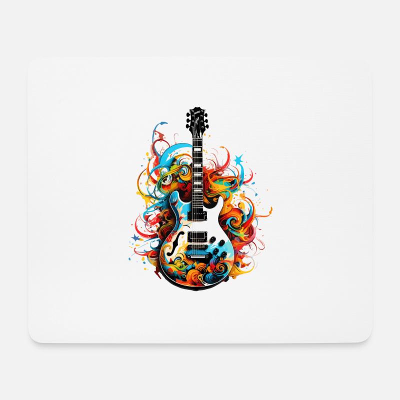 E-Gitarre Bunt Gitarrist Musik Instrument Rock - Mousepad (Querformat) - Weiß