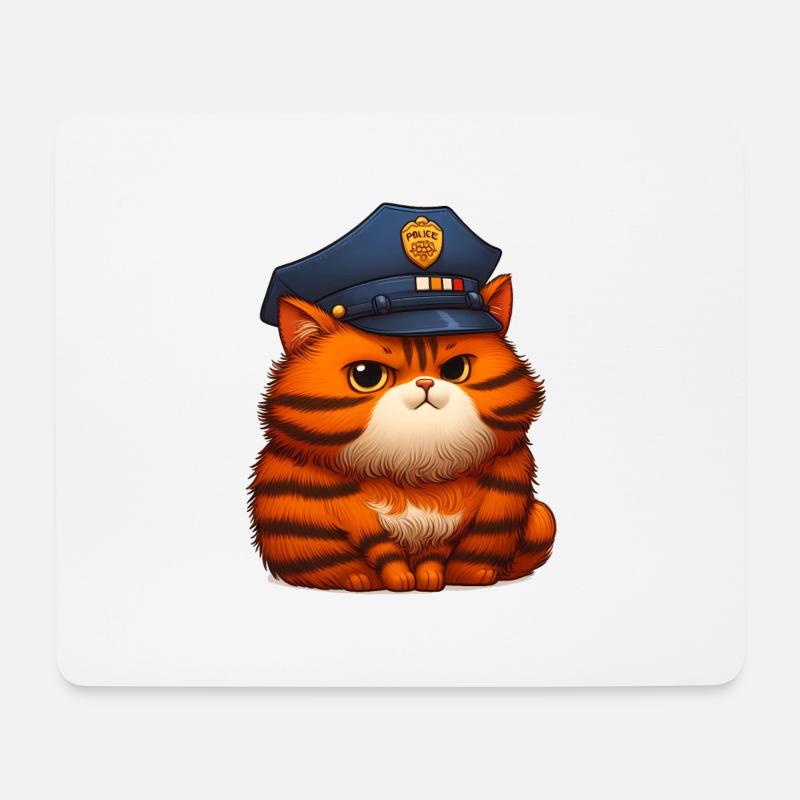 Polizei Katze - Mousepad (Querformat) - Weiß