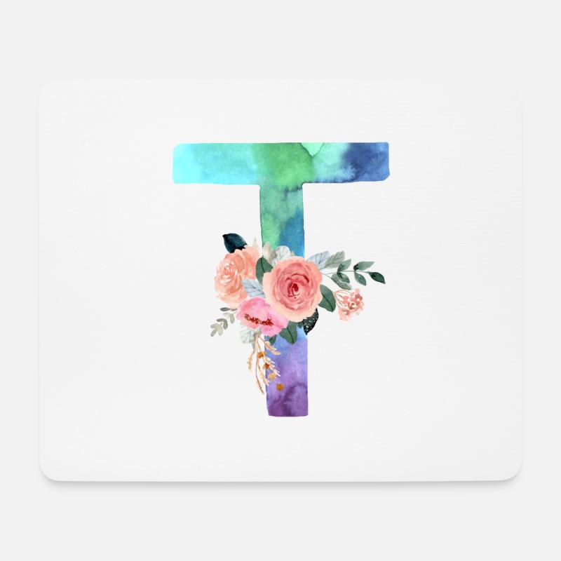 Buchstabe T Aquarell - Mousepad (Querformat) - Weiß