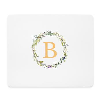 C Monogramm Eukalyptus-Kranz, personalisierbar - Mousepad (Querformat) - Weiß - Vorne