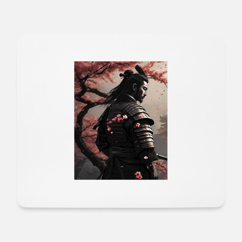 Samurai-Kirschblüten - Mousepad (Querformat) - Weiß
