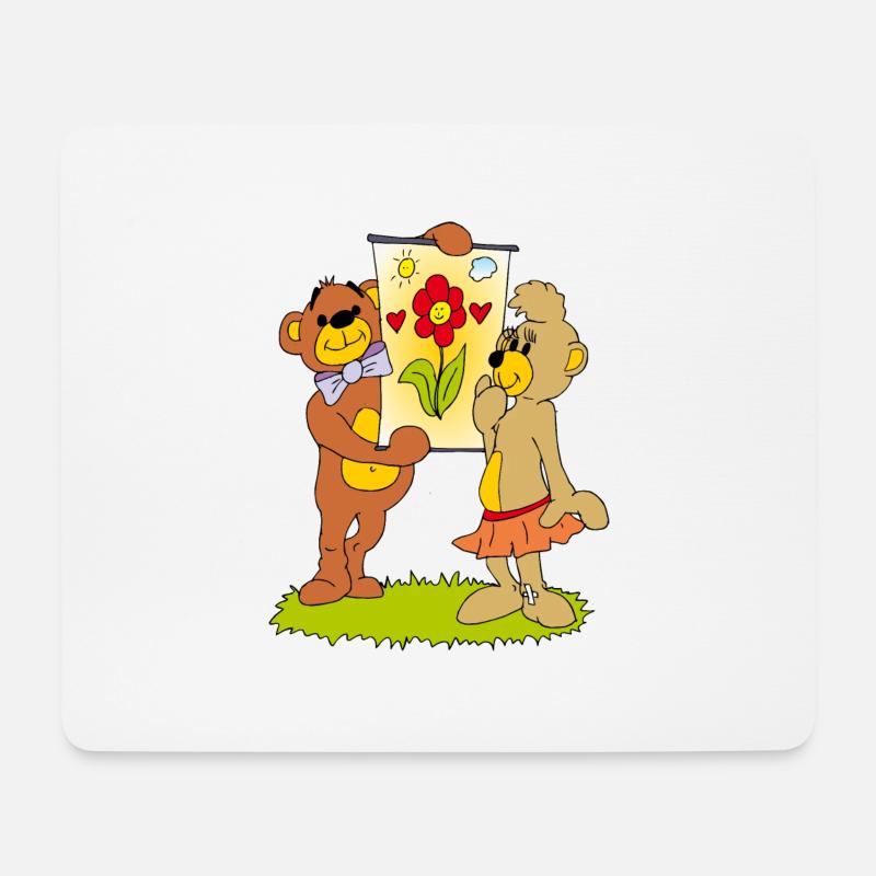 Zwei verliebte Teddybären - Mousepad (Querformat) - Weiß