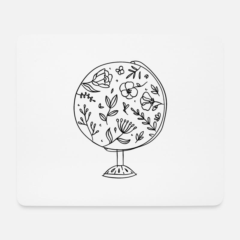 Botanischer Globus - Mousepad (Querformat) - Weiß