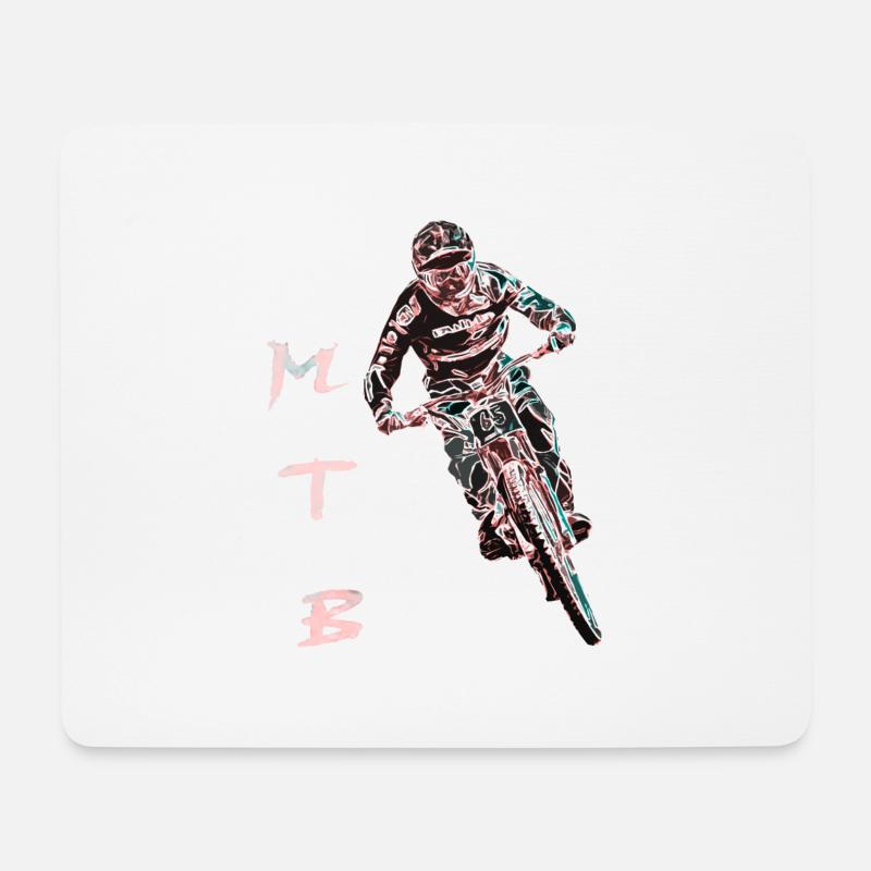 Downhill-Mountainbiken - Mousepad (Querformat) - Weiß