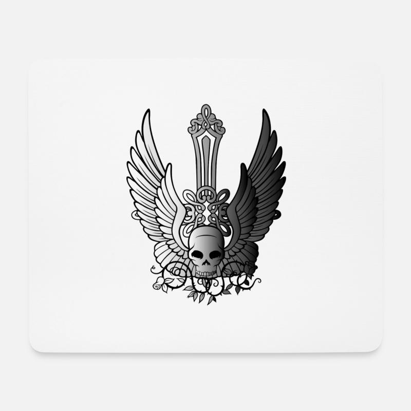 Totenkopf mit Flügel - Mousepad (Querformat) - Weiß