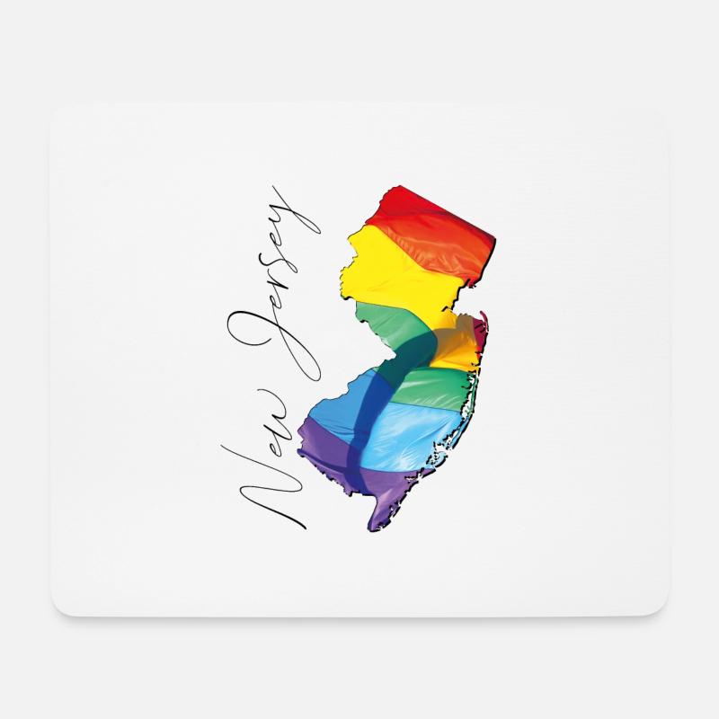 New Jersey (USA) | echte Flagge | LGBTQIA+ Script - Mousepad (Querformat) - Weiß