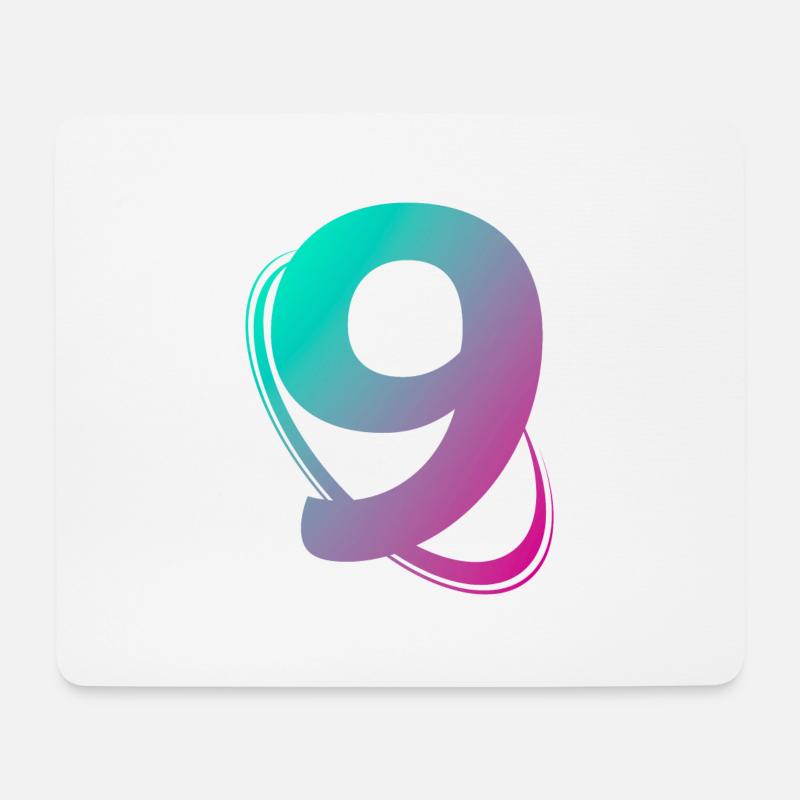 Numéro 9 multicolore - Tapis de souris (format paysage) - blanc