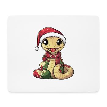 Schlange Kobra Weihnachten - Mousepad (Querformat) - Weiß - Vorne