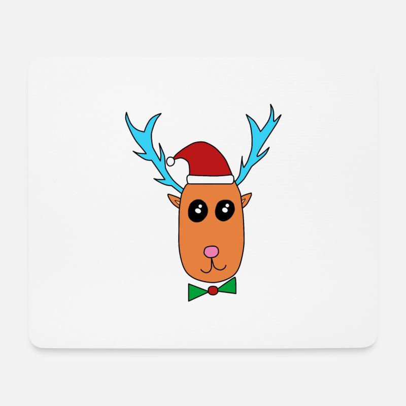 Rentier feiert Weihnachten - Mousepad (Querformat) - Weiß