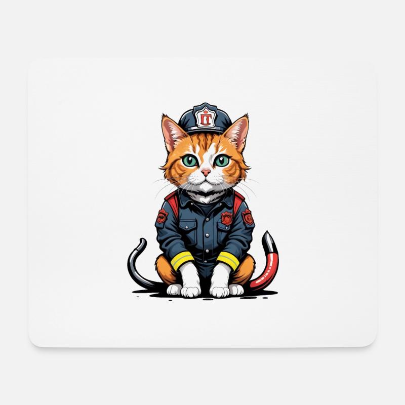 Katze Feuerwehr Katzenliebe Katzenfreund - Mousepad (Querformat) - Weiß