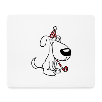 Hund Geburtstag Silvester Party Hut Feiern Tröte - Mousepad (Querformat) - Weiß - Vorne