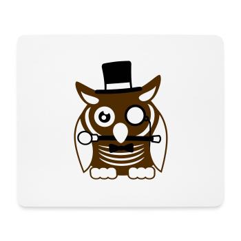 Sir hibou chapeau haut de forme monocle verres riches M. - Tapis de souris (format paysage) - blanc - Devant