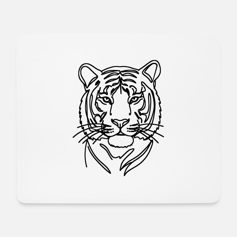 Tiger Single Line Art - Mousepad (Querformat) - Weiß