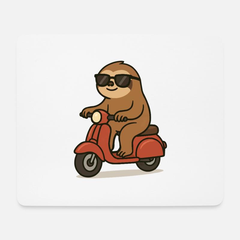 faultier comic moped - Mousepad (Querformat) - Weiß