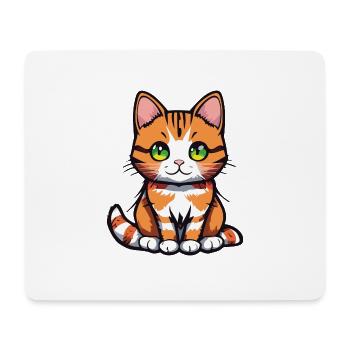Cat Green Eyes - Mouse Pad (horizontal) - white - Front